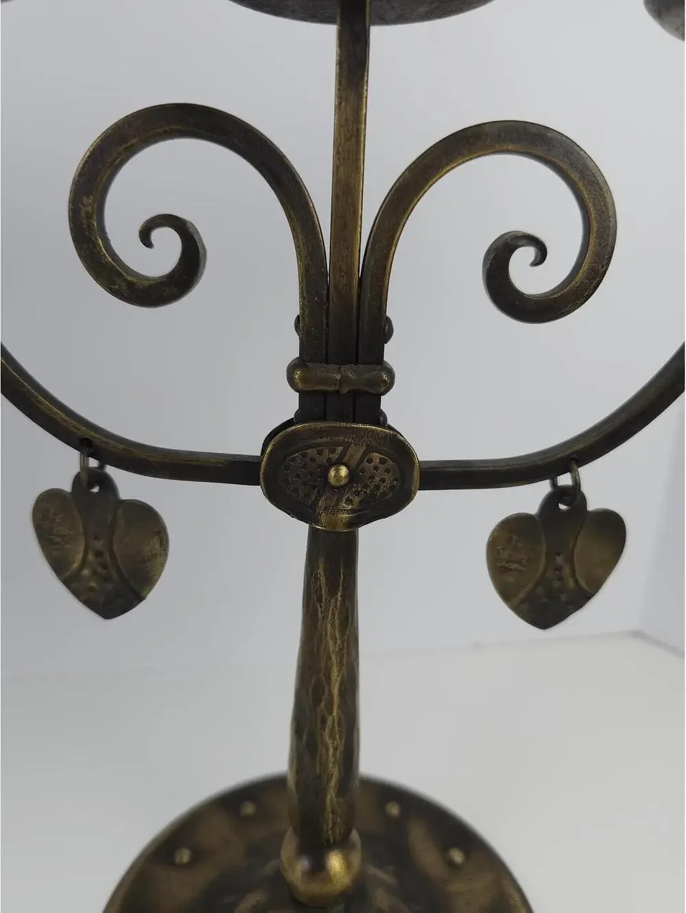Vtg German Arts & Crafts Iron Candelabra Heart Gothic Jugendstil Candle Holders